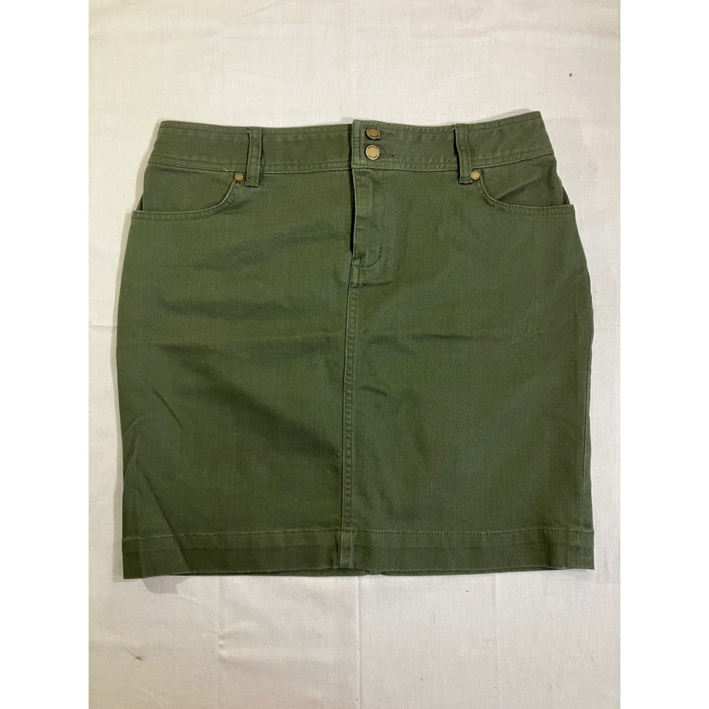 Chaps Womens‎ Olive Green Cotton Blend Stretch Mini Skirt Size 6 Utility Casual